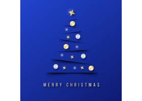 带有极简主义圣诞树和蓝色背景的现代圣诞横_11210295