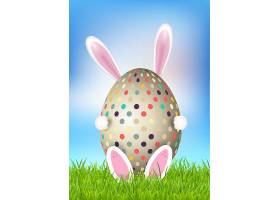 可爱的复活节背景兔子拿着彩蛋_4321942