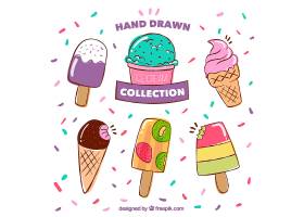 手绘漂亮的彩色冰淇淋_870421