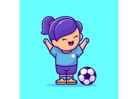 足球女孩卡通矢量图标插图人们体育图标概_10244812
