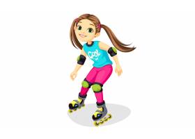 卡通可爱的小女孩滑冰_8821171