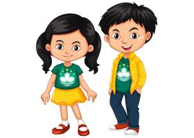 快乐的男孩和女孩穿着印有澳门国旗的衬衫_4805662