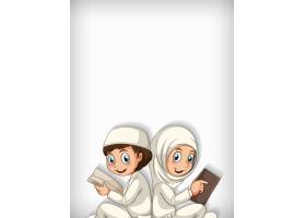 两个穆斯林儿童读物的背景模板设计_9456572