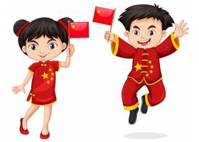 中国孩子举着国旗_4938141
