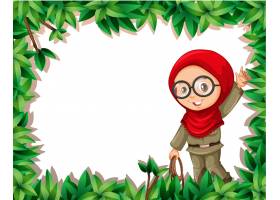 一名穆斯林女童子军站在自然的框架上_4449142