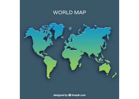 世界地图绿色和蓝色色调_1098004