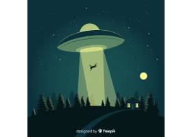 与平的设计的五颜六色的UFO绑架概念_2869954