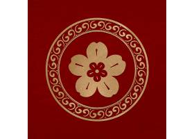 中国樱花花徽章黄金新年设计元素_16265766