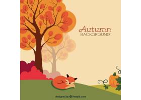 与平的设计的可爱的秋天背景_2649011