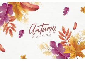 与五颜六色的叶子的拉长的秋天背景_9259524图片