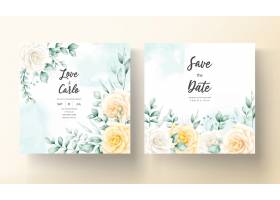 美丽的水彩花卉框架婚礼邀请卡与软性_15235701