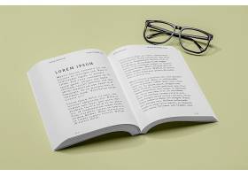 高角度眼镜和开放书模拟