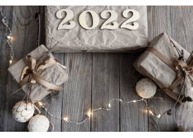 圣诞背景带礼品盒和木材编号2022平放