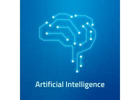 Ai brain徽标蓝色模板矢量适用于科技公司