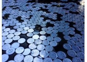 1日元,表面张力,物理,浮动它,一日元硬币,希望,钱,新年到参拜,金