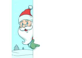 手持空白横幅的圣诞人物手绘插图_19923932