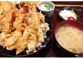 天妇罗,一碗米饭,米饭和油炸鱼碗,男饭,吃,饭,大酱汤,日本,午餐,1