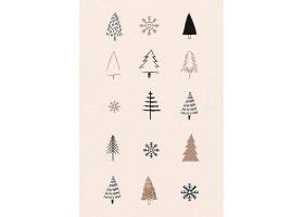 涂鸦风格的圣诞树和雪花系列_11563655