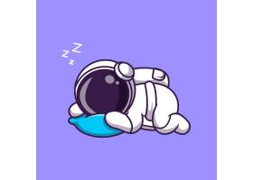 睡在枕头上的可爱宇航员插图