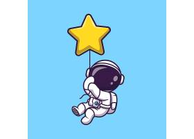 航天员漂浮着星星气球卡通矢量图标插图科