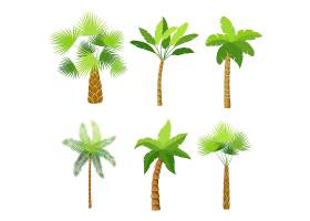 装饰性棕榈树图标集独立矢量插图