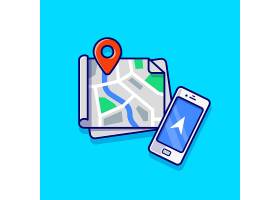 地图位置和手机卡通图标插图交通技术图标