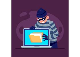 平面设计盗贼和笔记本电脑自由矢量窃取数