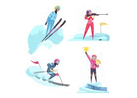 带有滑雪和冬季两项标志的冬季运动图标