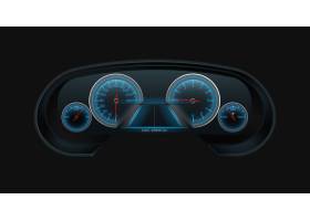汽车数字仪表板屏幕带有发光的蓝色速度表