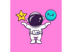 可爱的宇航员有可爱的星星和可爱的星球