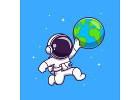 可爱的宇航员玩地球球插图