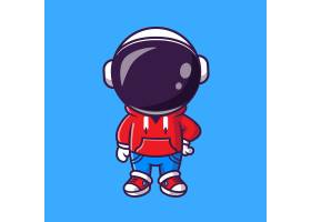 穿着夹克和牛仔裤的可爱酷宇航员卡通矢量图